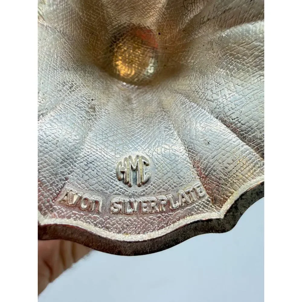 Vintage Avon Silverplate Bud Vase Red Fabric Rose Italy Hong Kong